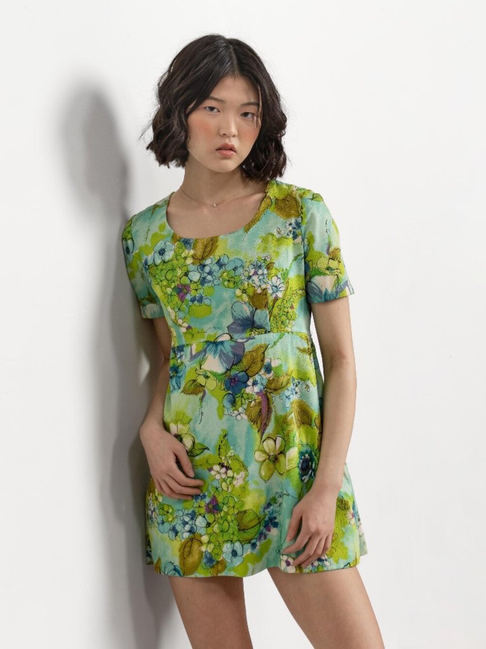 FESTIVAL Mini 60's Dress Green Babydoll Vintage / Small Xs